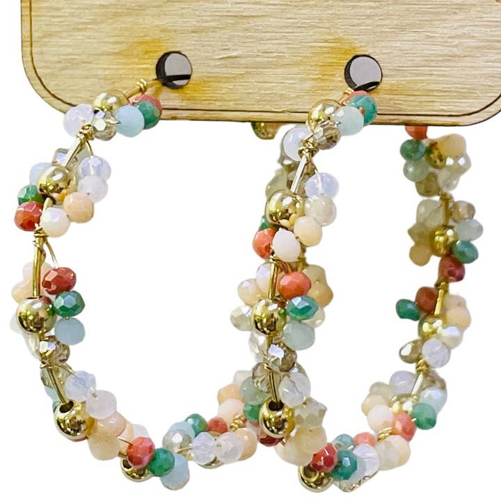 Pink Panache Brands - Wholesale Hoop Earrings - Bead wrapped hoop earring - LC1