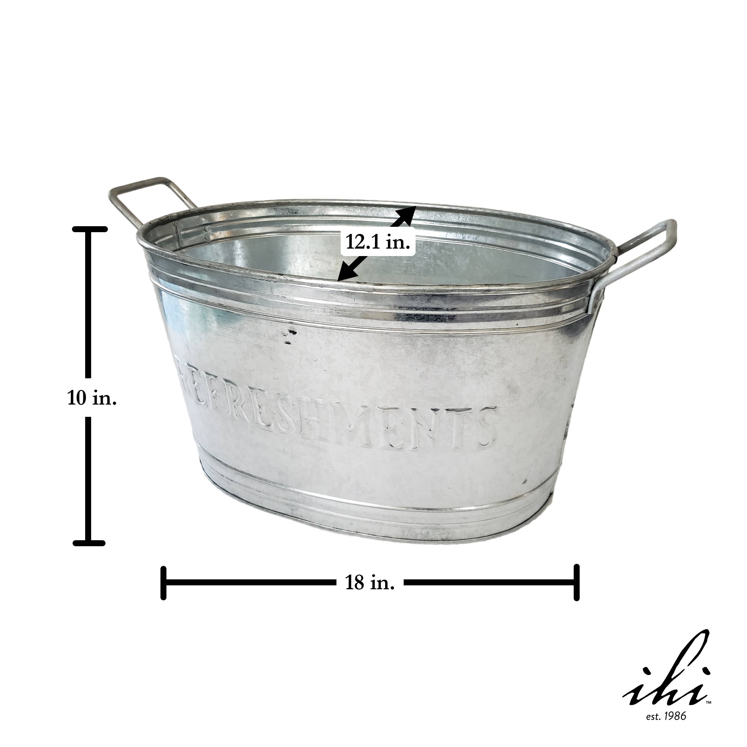 India Handicrafts Inc - Wholesale Bucket/Pail - Galvanized Oval Tub with Handles4