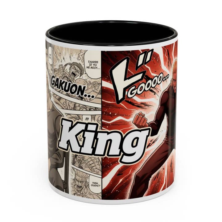 Anime Comic Panel Coffee Mug King Action Scene Accent Mug (11/15oz) for wholesale by Le Paperie Co