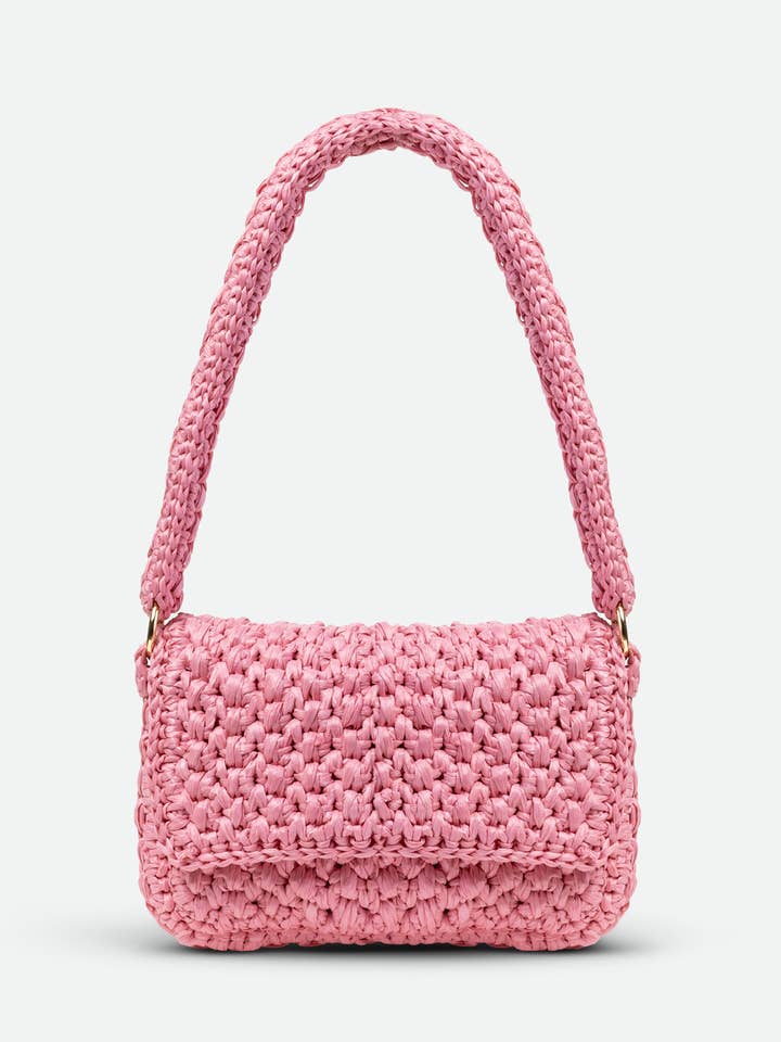 Raffia Shoulder Bag - Pink for wholesale by Yova