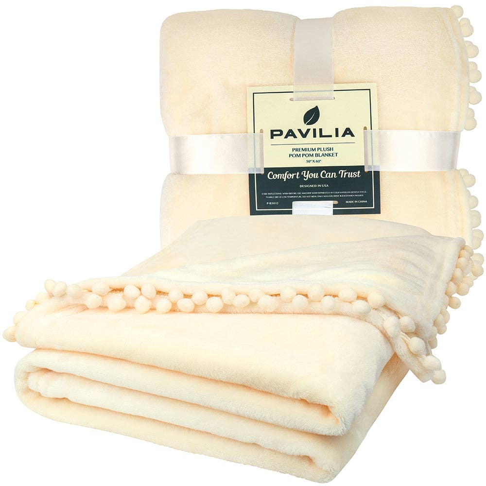 Pavilia – wholesale Prydnadsfilt – Filt med pompom-fransar46