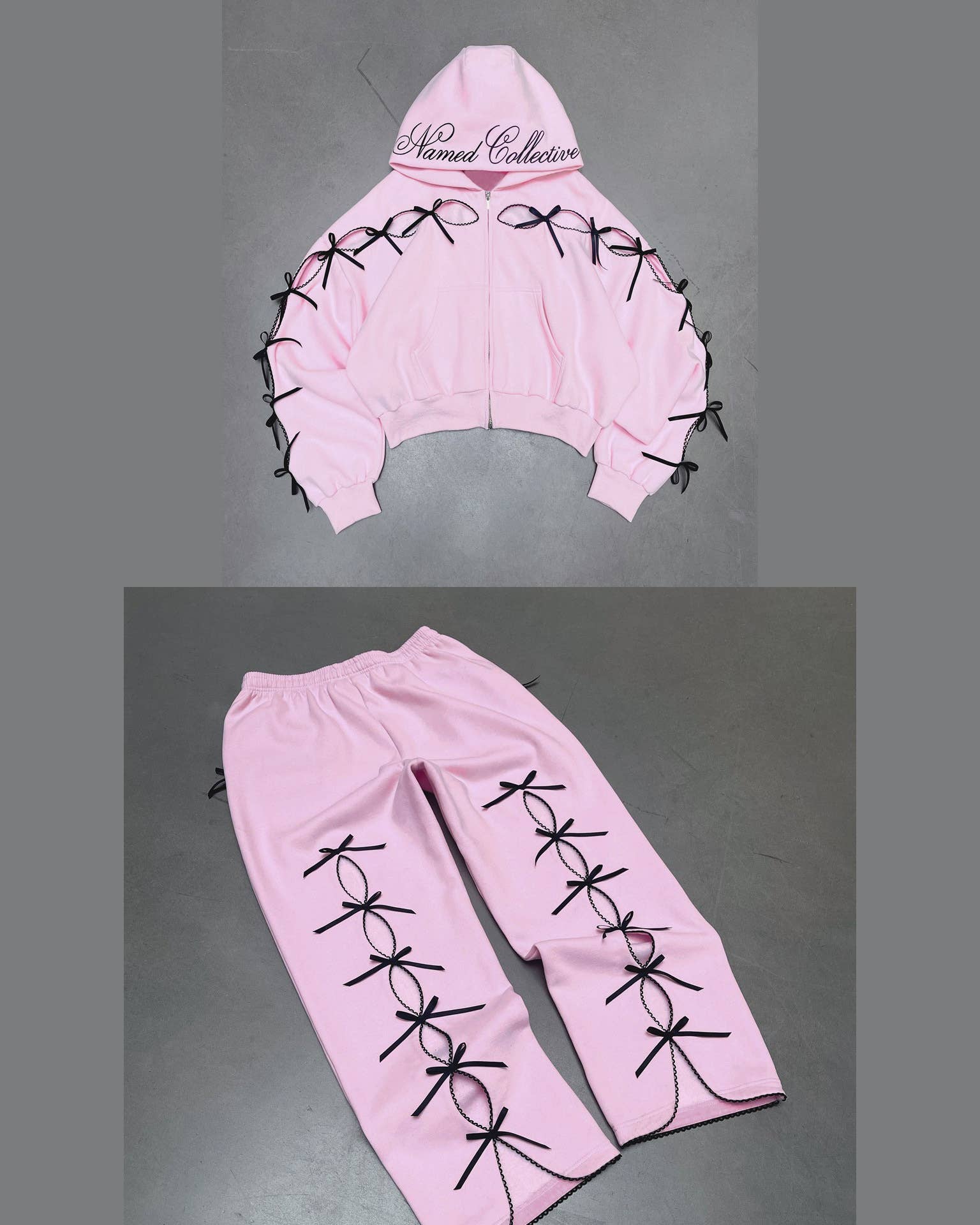 Tourtiwi - Wholesale Lounge Sweatpants/Joggers - Women's - Solid color bow velvet casual hollow sweatshirt sports pants4