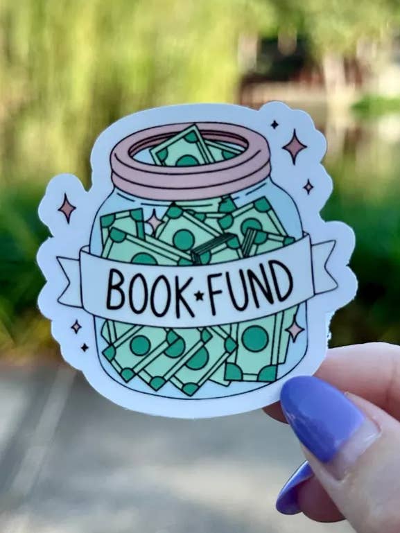 Book Fund Piggy Bank | water resistant sticker for wholesale by Tally Plant Club