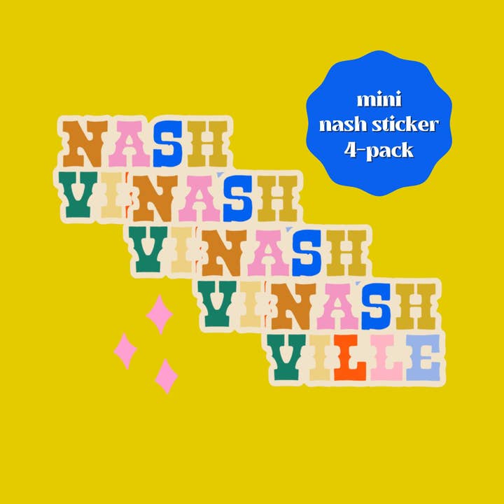 Mini Rainbow Nashville Sticker 4-Pack for wholesale by Facing the Sunshine Stationery + Design
