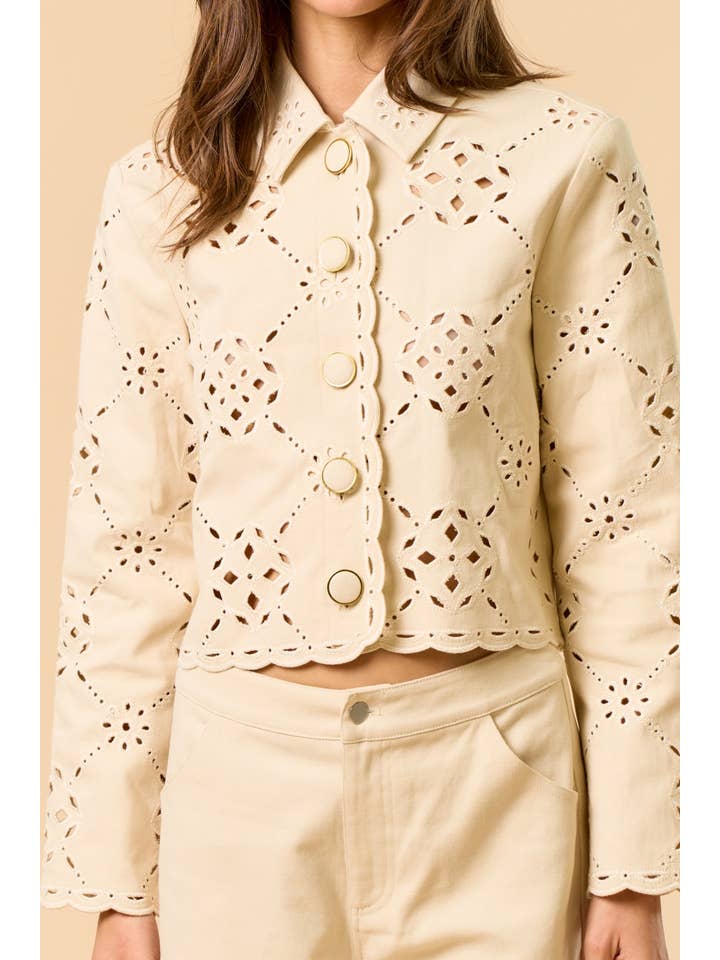 CREAM Motif Long Sleeve Top for wholesale on Faire4