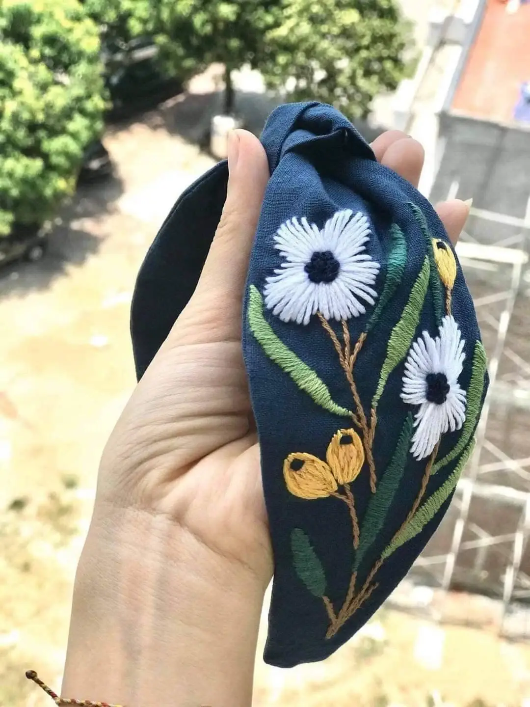 Quince Fables - Wholesale Fashion Headband - Women's - Floral Embroidered Linen Knot Turban, Collection Sofia ✅7