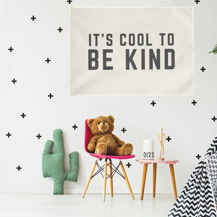 It's Cool to Be Kind Wall Flag for wholesale by The Little Lemons Company