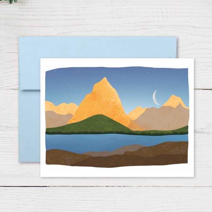Mountain Moonrise Glacier National Park Greeting Card for wholesale by Aspen Designs