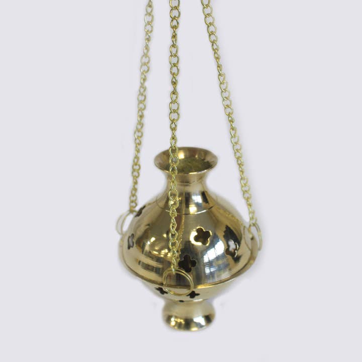 Ancient Wisdom - Wholesale Incense Holder - Hanging Brass Incense Burner