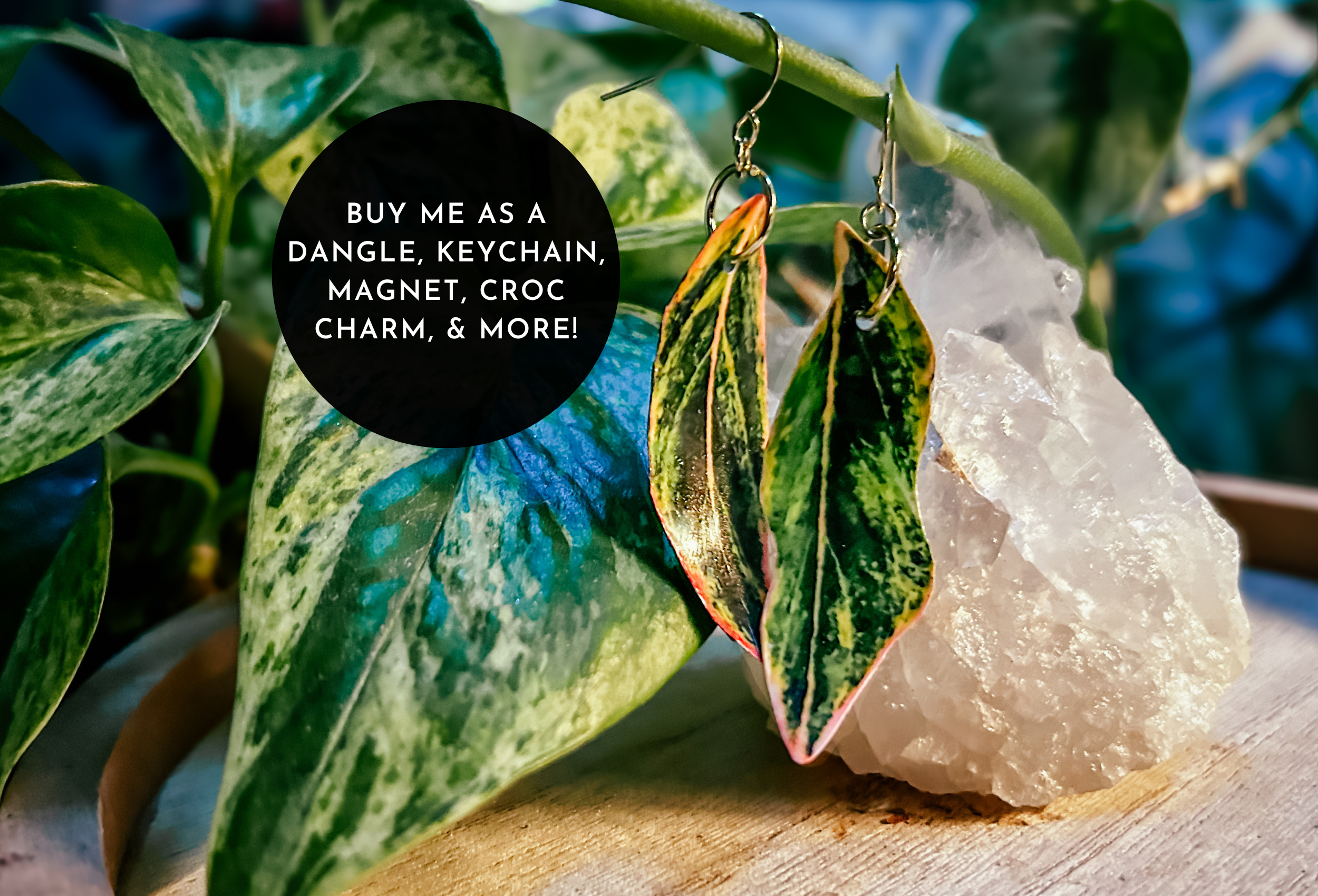 hethr - Wholesale Dangle Earrings - Aglaonema Earring, Magnet, Pin, Decor, Plant Lovers, Leaf (C0