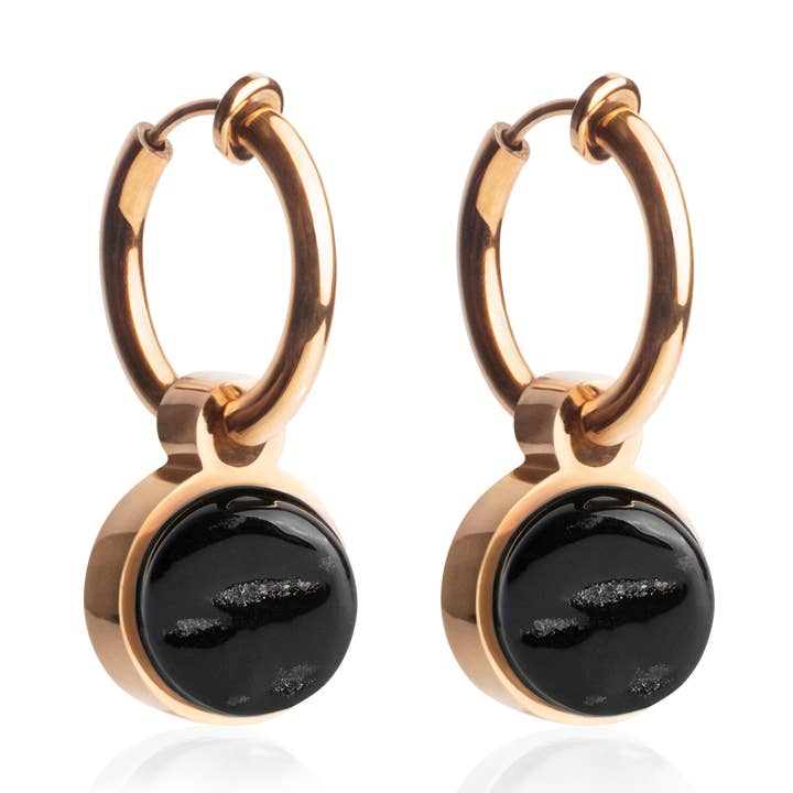 Clipes de ouvido Mix & Match com pendente • rosé/onyx preto • 14mm por atacado de ALEXASCHA