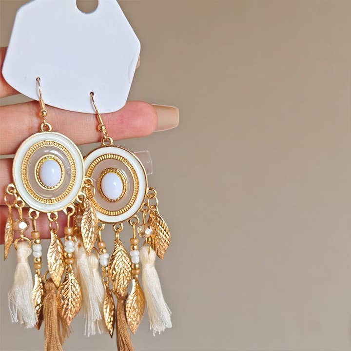 Brown Earwish - Dreamcatcher Dangle Earrings - Boho & Vintage for wholesale on Faire2