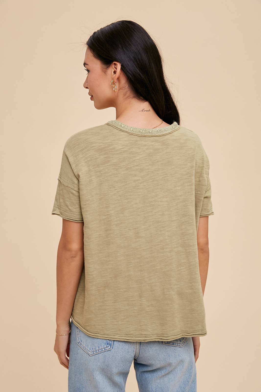 In Loom – wholesale Tröja med knappar – Dam – PLAGGTVÄTTAD KNAPPFRAM LACE TRIM TOPP7