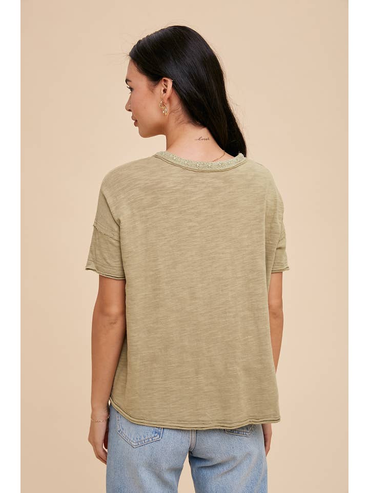 In Loom – wholesale Tröja med knappar – Dam – PLAGGTVÄTTAD KNAPPFRAM LACE TRIM TOPP7