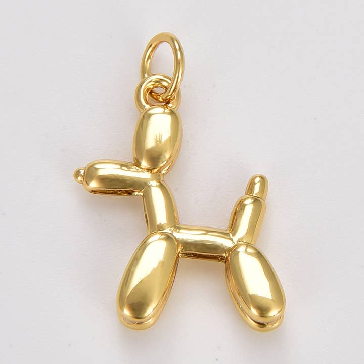 findings4uGem - Wholesale Pendant/Charm Necklace - Dainty Gold Filled Balloon Dog Figurine Pendant, CP17750
