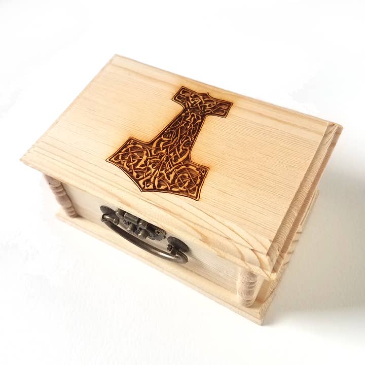 Mjölnir Thor's Hammer - Scatola in legno con chiusura a scatto per la vendita all'ingrosso da parte di Lyoncraft