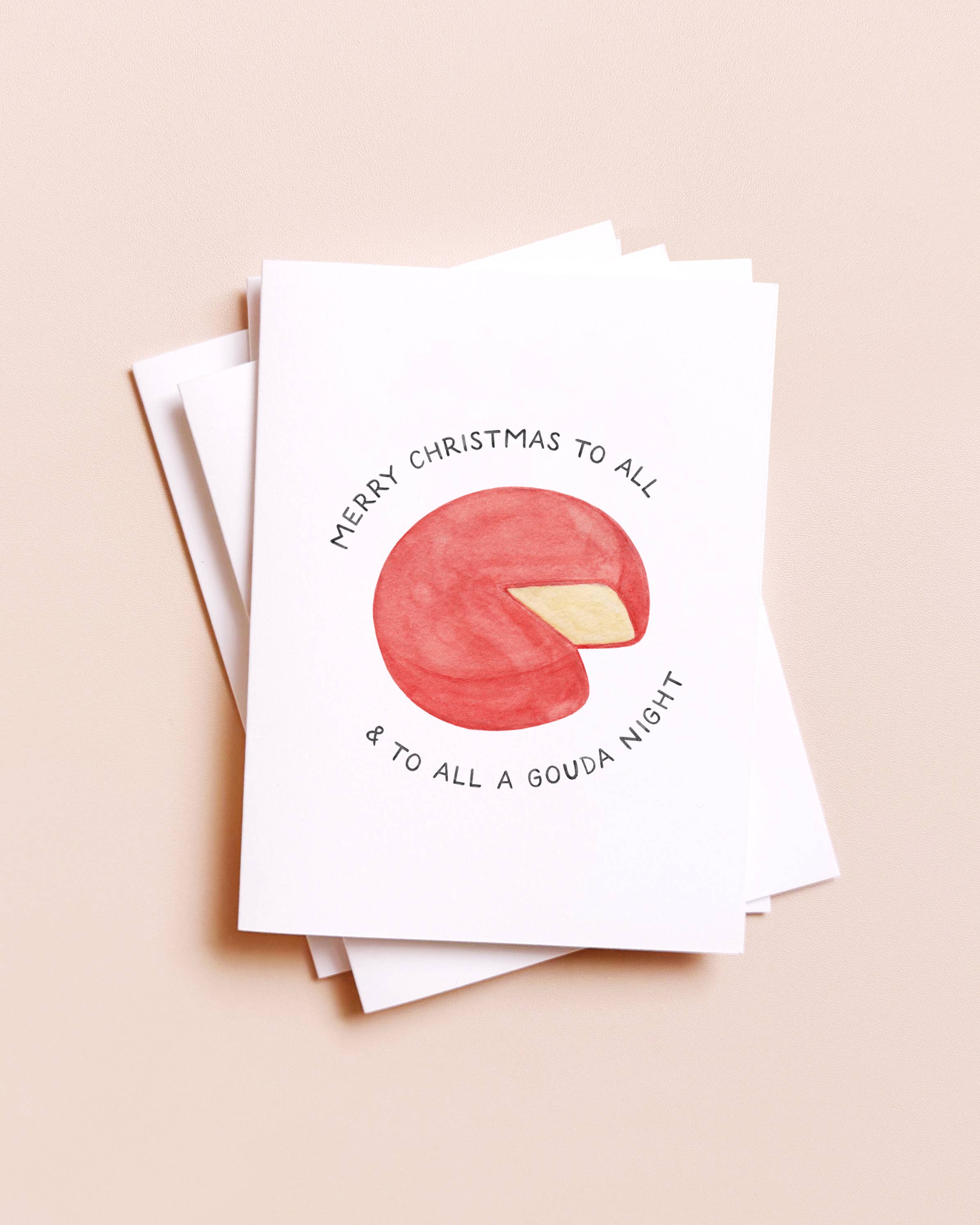 Amy Zhang - Wholesale Christmas Card - To All A Gouda Night — Funny Cheese Lovers Christmas Card