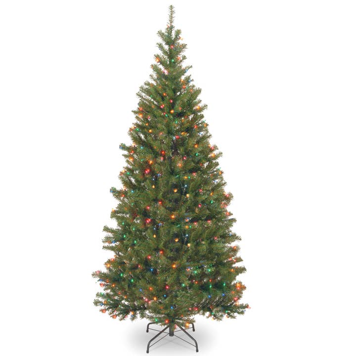7.5 ft. Pre-Lit Aspen Spruce Slim Tree with Multicolor Lights, Plug-In for wholesale by National Tree Company