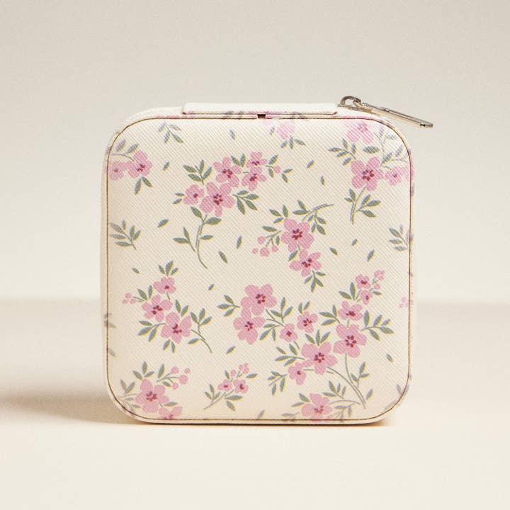 Multi Color Flower Pattern Jewelry Box -Travel Size for wholesale on Faire