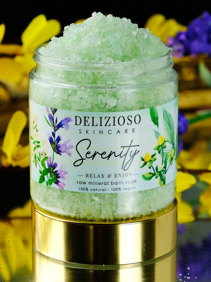 Serenity Luksuriøs Bad Soak for engroshandel hos Delizioso Skincare Inc.