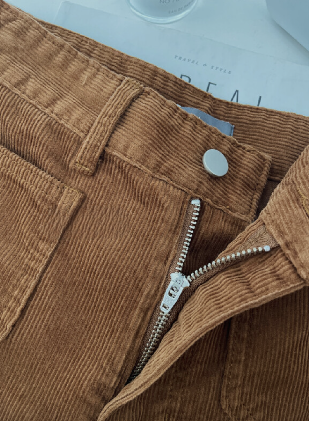 Whisper Mint – wholesale Byxor - Dam – Corduroy kaffefärgad rak byxa3