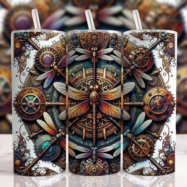 Steampunk Mandala Libelle 20oz Becher für den Großhandel von Knotted Gypsy Designs