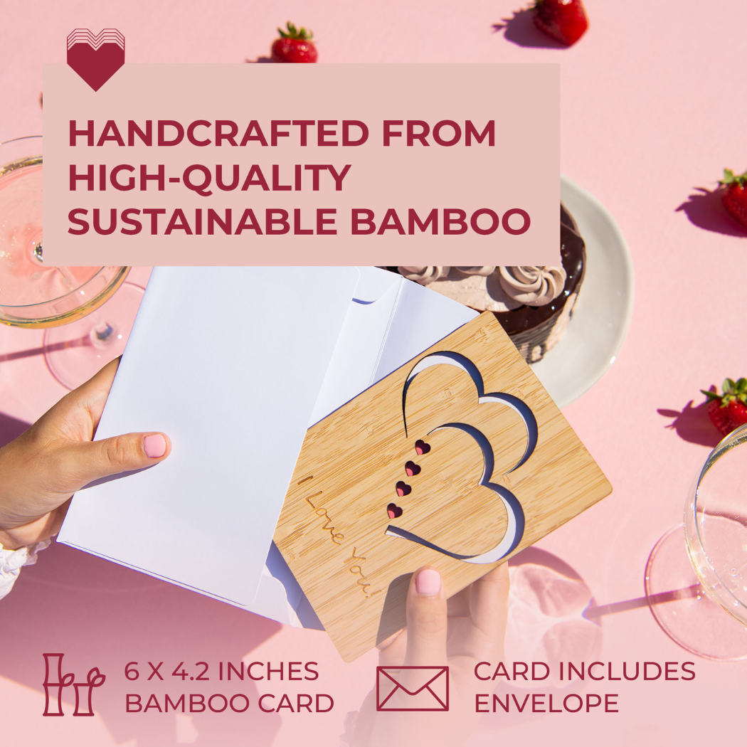 Heartspace Cards - Wholesale Valentine's Day Card - Handmade Bamboo Valentines Day Cards | Classic Hearts5