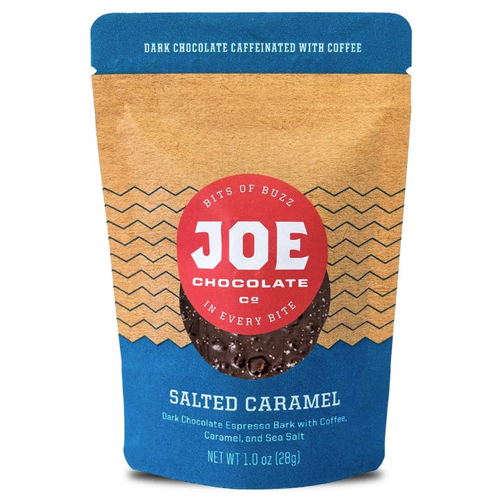 1 oz d'écorce d'espresso au caramel salé pour la vente par Joe Chocolate Co.