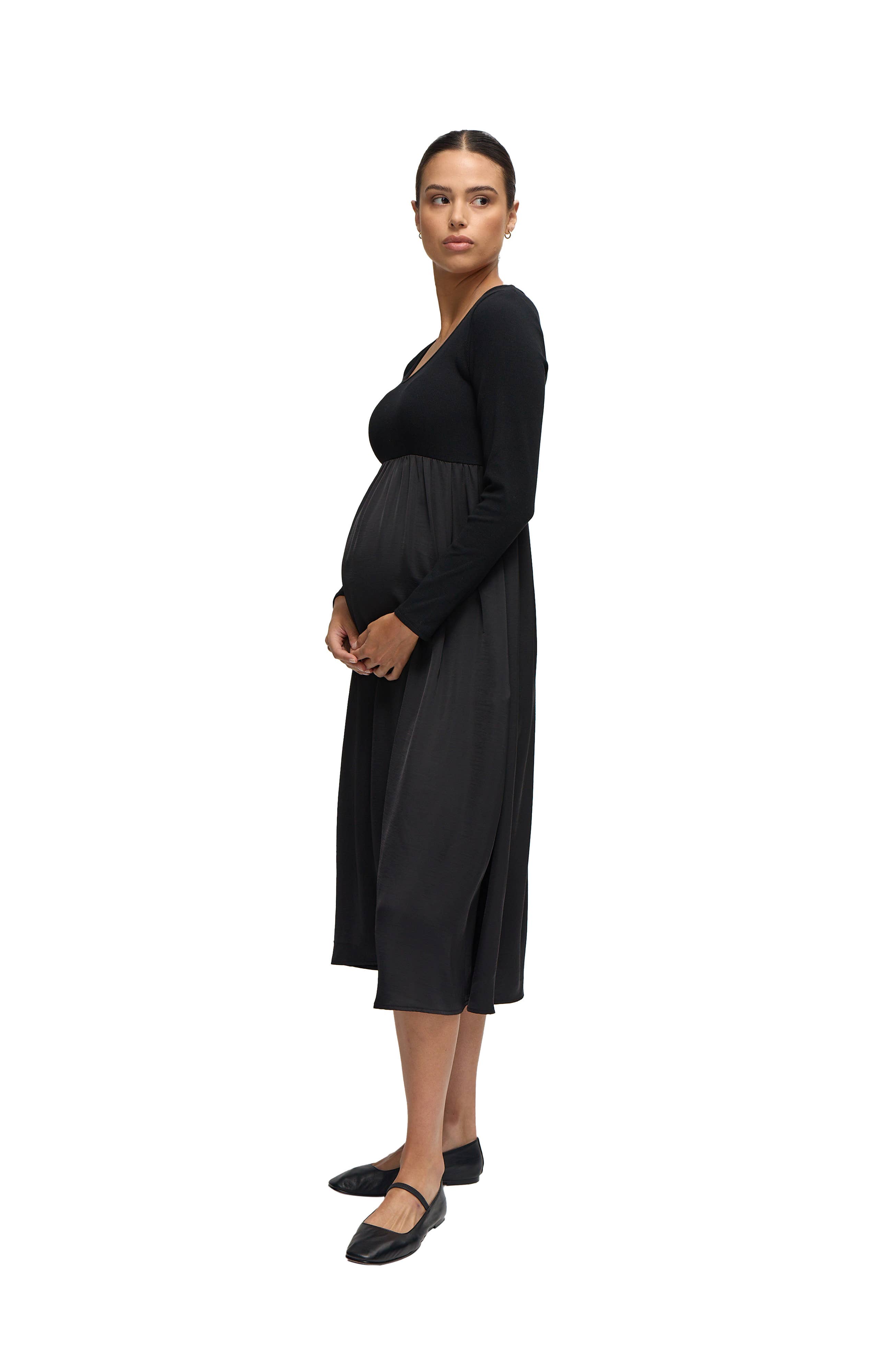 Ingrid & Isabel - Wholesale Dress - Maternity - The Double Take Mixed Media Midi Dress1