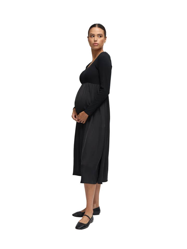 Ingrid + Isabel - Wholesale Dress - Maternity - The Double Take Mixed Media Midi Dress1