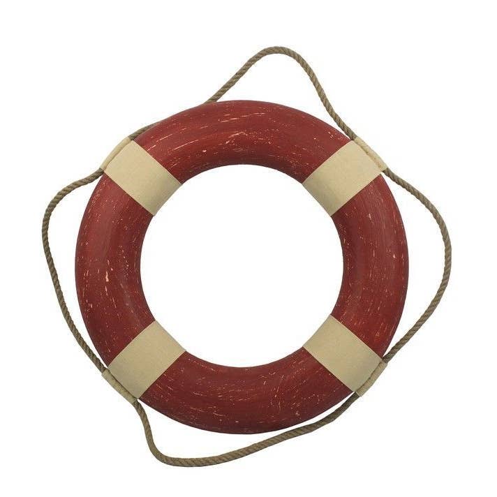 Revêtement de sauvetage décoratif rouge vintage 20" pour la vente par Hampton Nautical