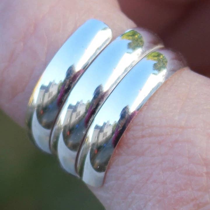 Kitty Stoykovich Designs - Wholesale Band/Stacked Ring - Thumb Ring Sterling Silver Wide Band Half Round0
