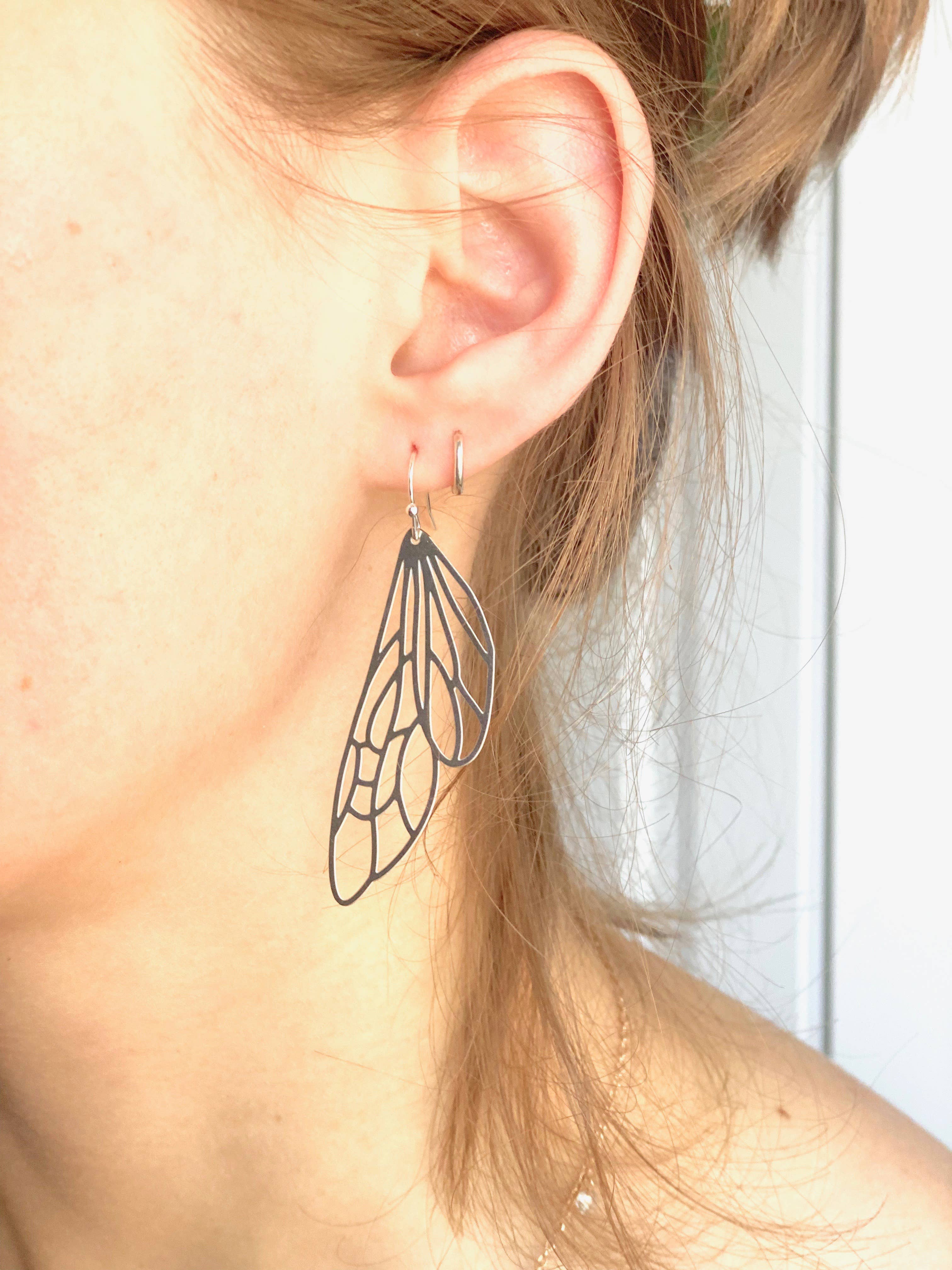 Red Truck Designs - Wholesale Dangle Earrings - Wing Earrings Silver Fairy Wings Silver Lace Cicada Wings1