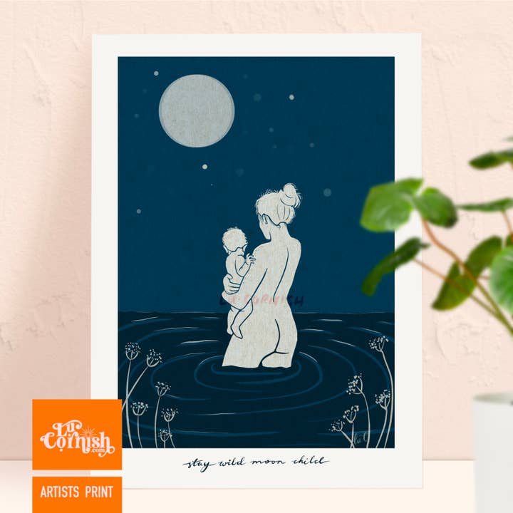 Stay Wild Moon Child Art Print for wholesale by Lu Cornish