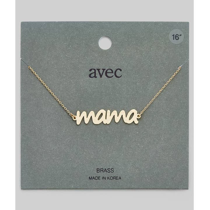 BRASS MAMA SCRIPT PENDANT NECKLACE for wholesale by Girly