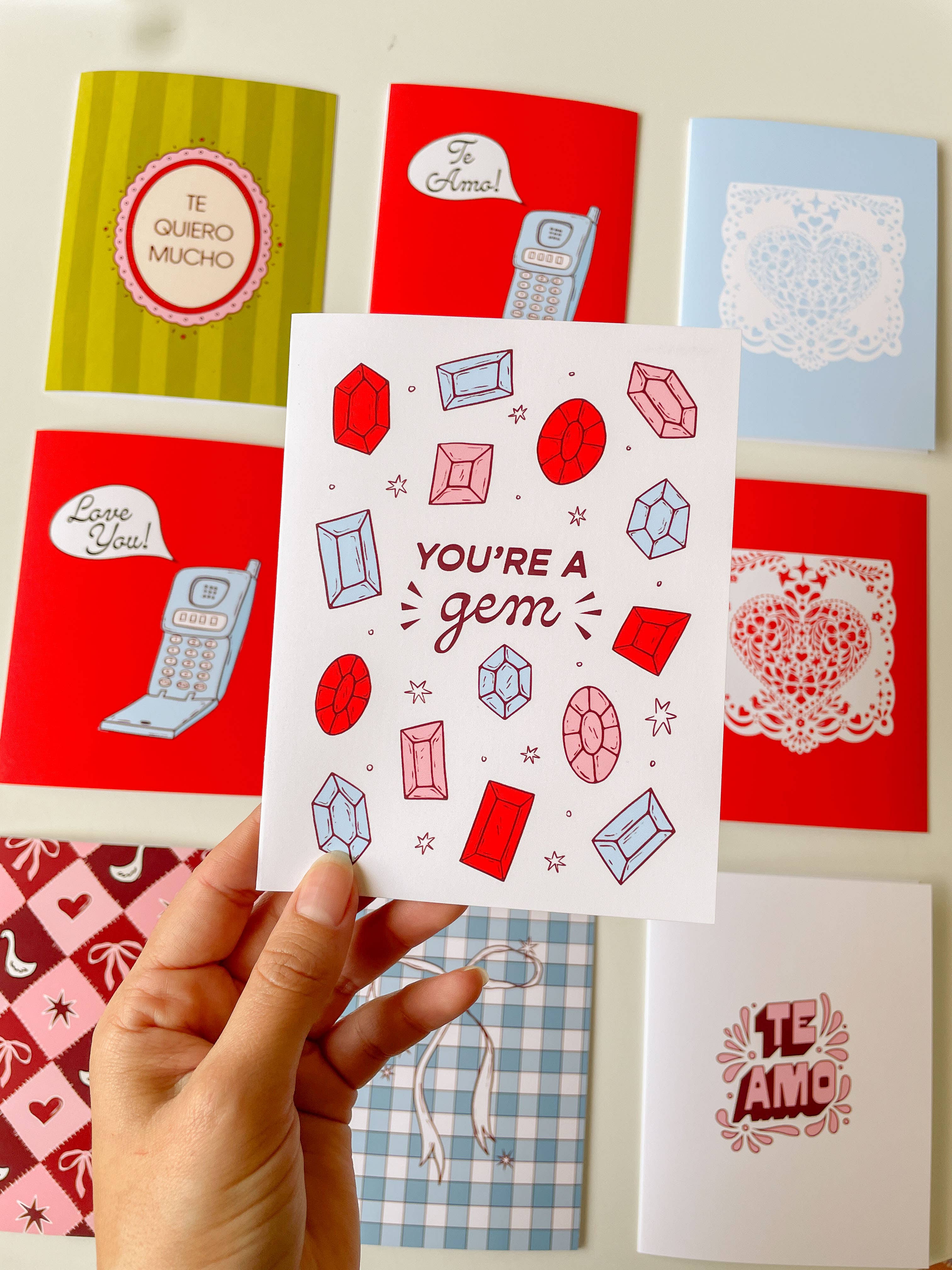 With Love, Coral - Wholesale Love Card - Valentine You're A Gem Greeting Card and Envelope1