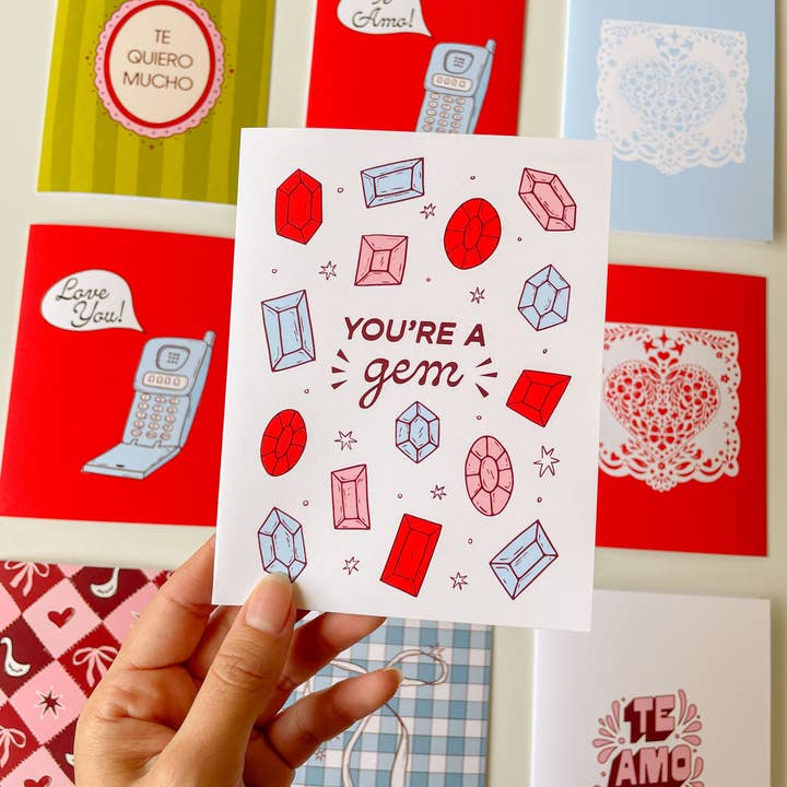 With Love, Coral - Wholesale Love Card - Valentine You're A Gem Greeting Card and Envelope1