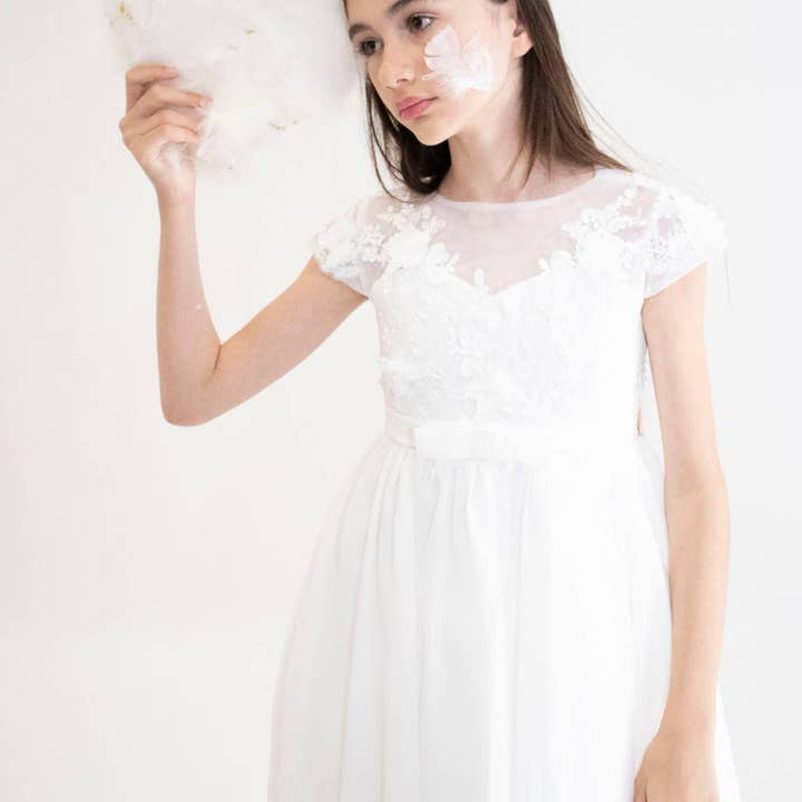 Yuko B - Wholesale Dress - Kids - JEANNE girl's dress - White15