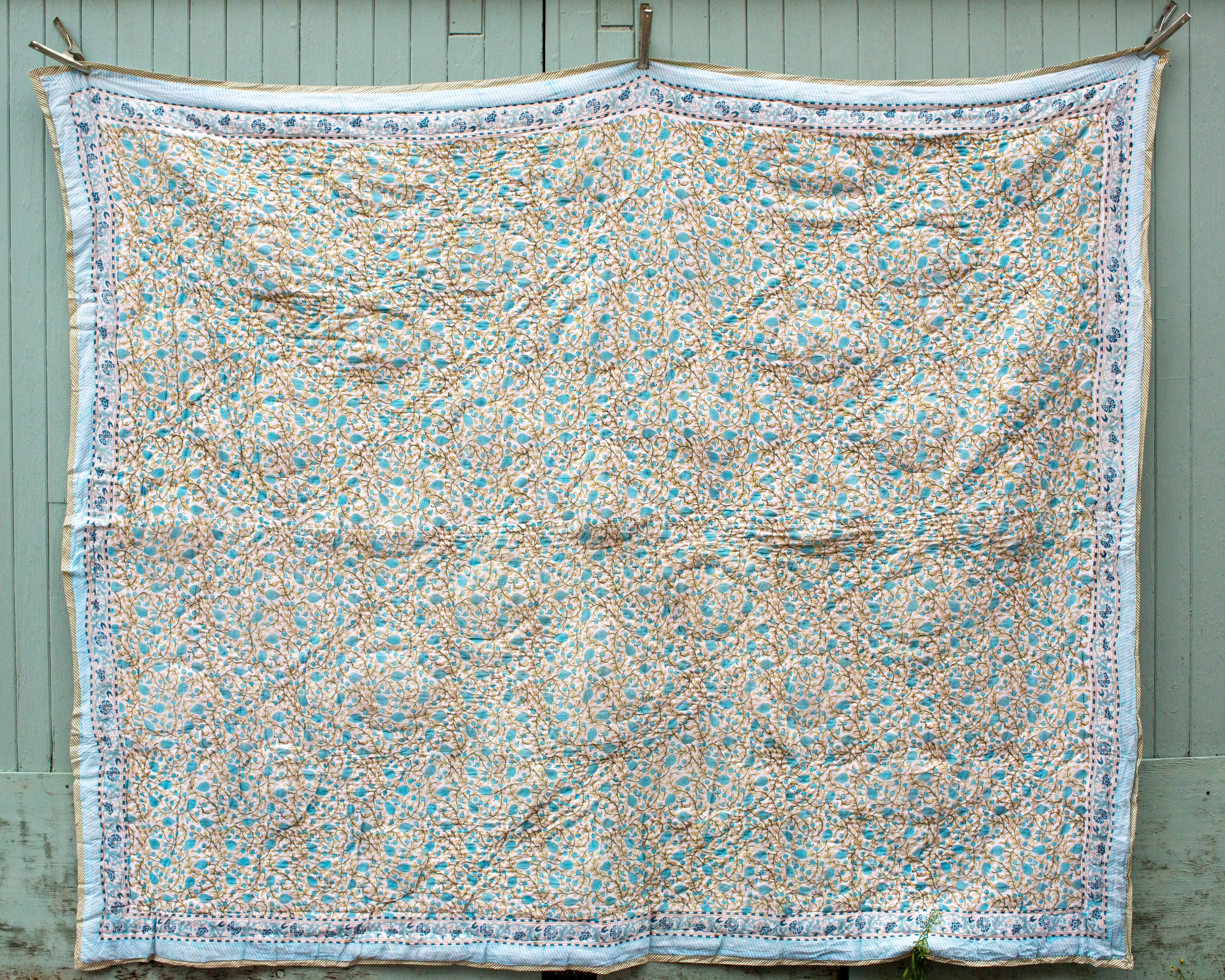 The India Shop – wholesale Quilt – Print Block Padded Quilt - Tidcombe2