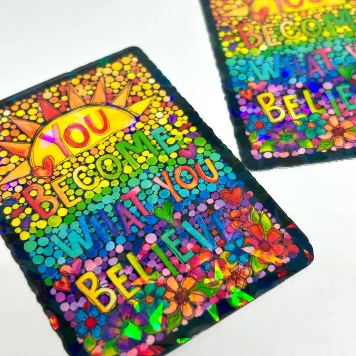 Je Wordt Wat Je Gelooft Sticker, Vinyl Decal met Zwart voor wholesale door stickersbyjodi