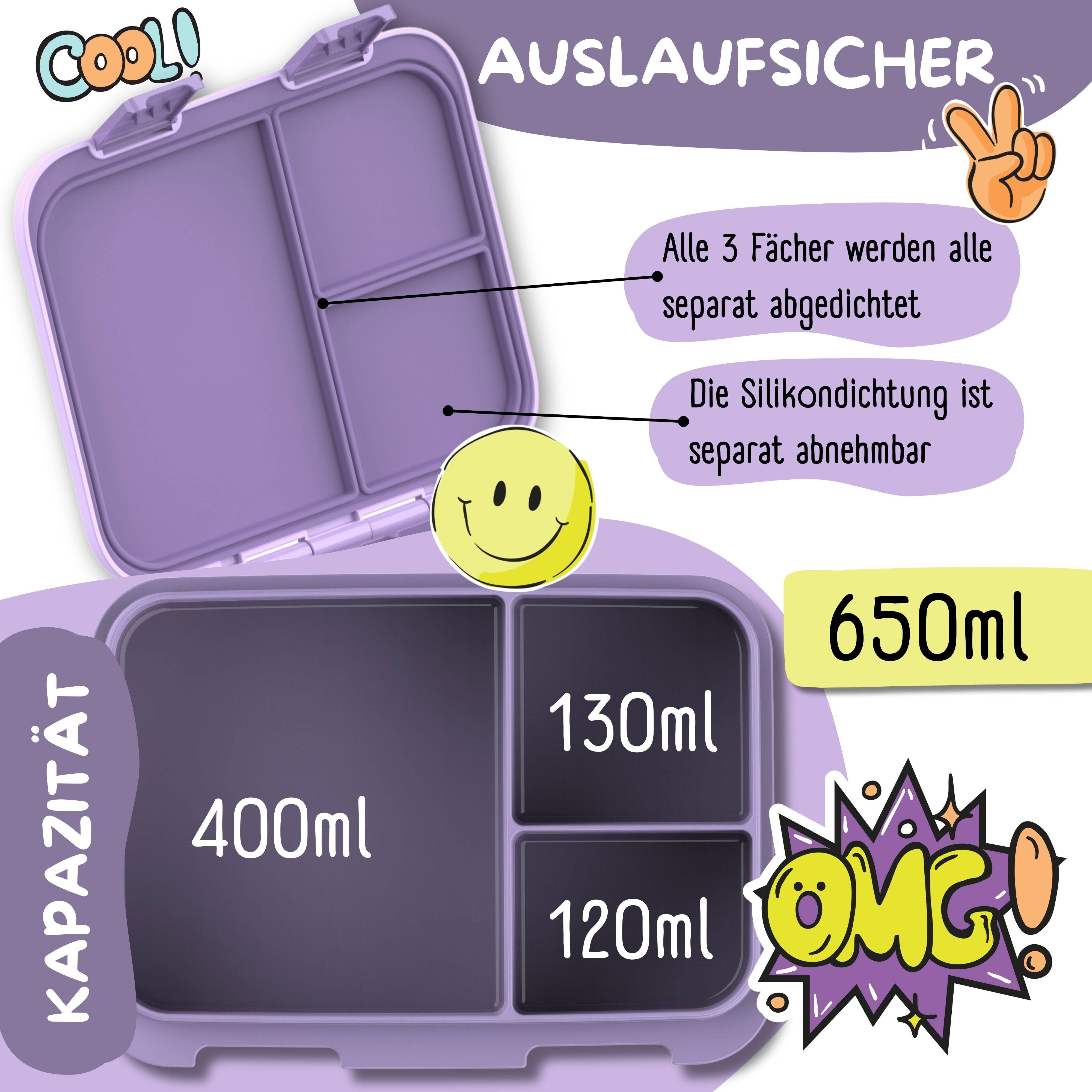 BEARFOOT - Wholesale Lunch Bag/Box - Kids - Lunch box with compartments, lightweight & leak-proof - Purple llama10