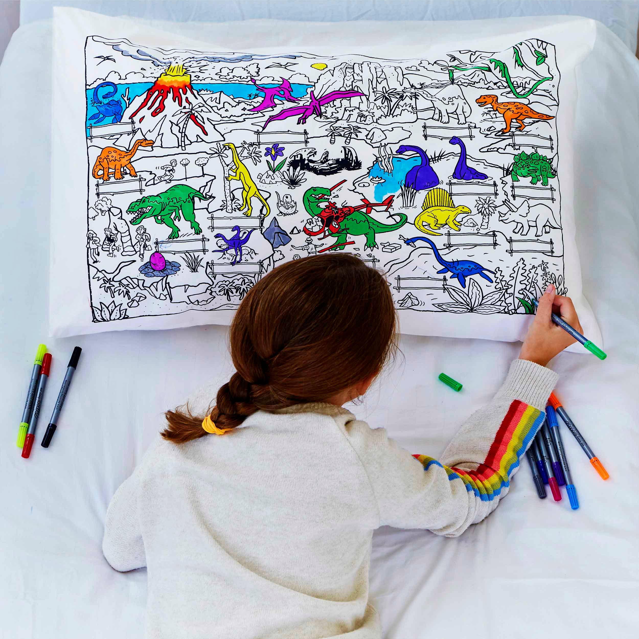 eatsleepdoodle - UK - Wholesale Bedding Pillowcase/Sham - Kids & Baby - Dinosaur Pillowcase - DIY Colouring Kit4