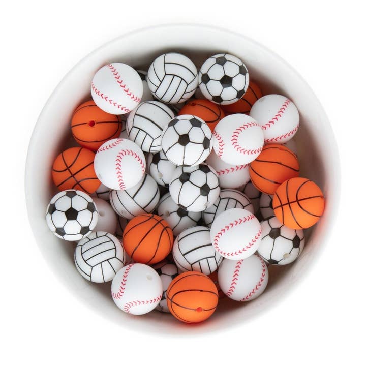 Cara & Co Silicone Craft Supply - Wholesale Beads - Sport Silicone Print Beads