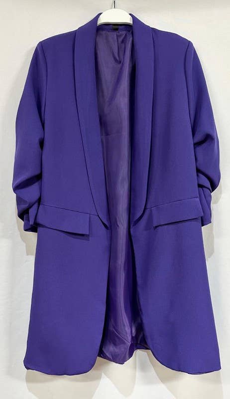 VENTI6 - Wholesale Blazer - Women's - SOLID RUCHED SLEEVE BOYFRIEND BLAZER (81255-SOLID)14