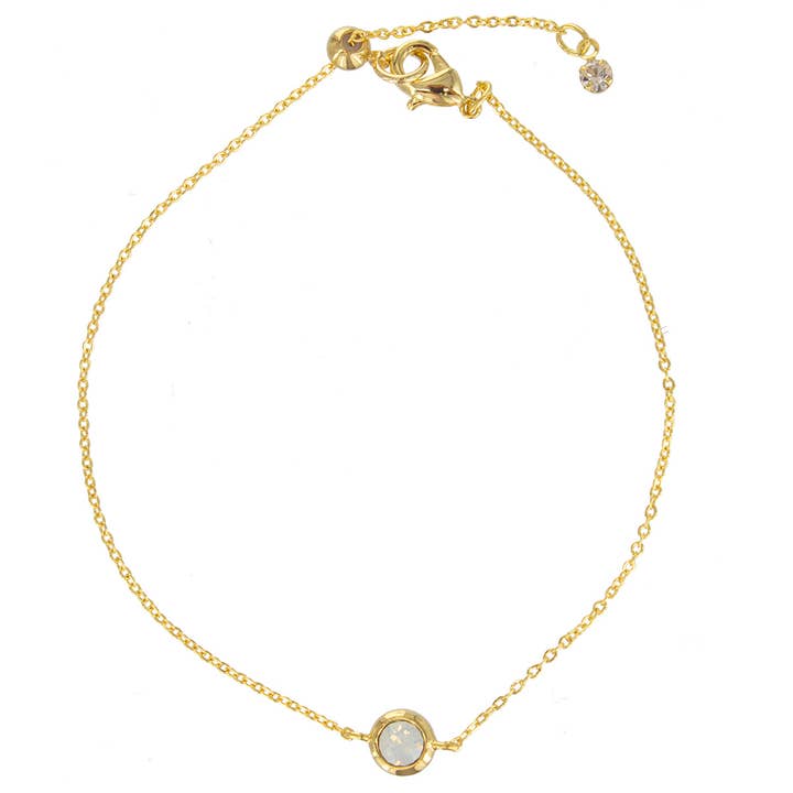 Suzie Q USA - Wholesale Charm/Dangle Bracelet - Adjustable Round Swarovski Brass Gold Dipped Bracelet