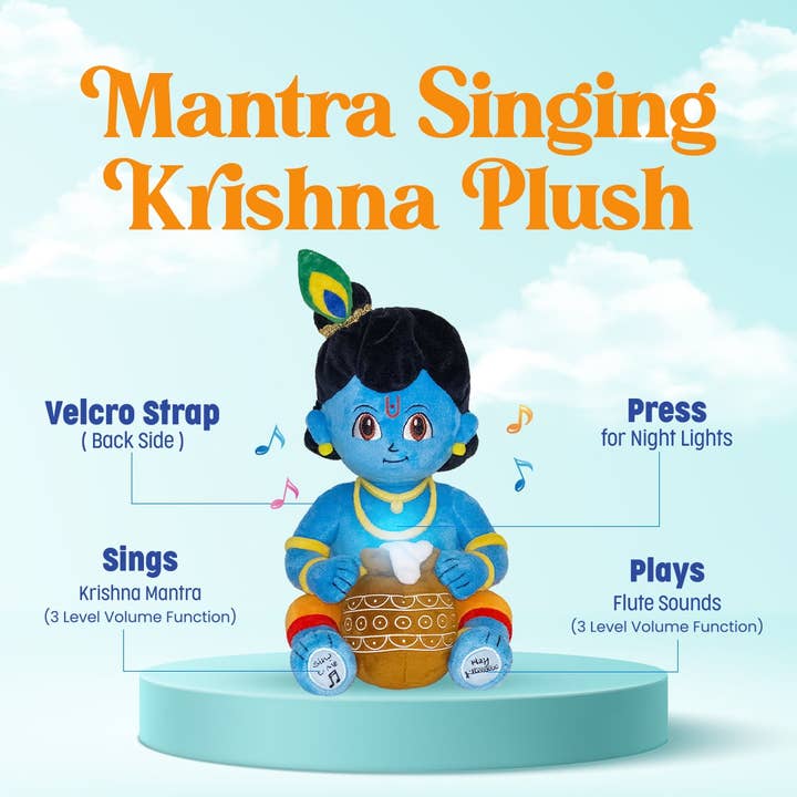 Krishna My Friend Ltd - Wholesale Knuffels - Kinderen en baby - Zingende baby Krishna knuffel - Shree Krishna Mantra1
