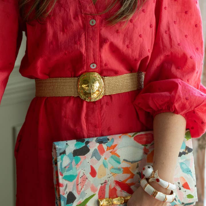 Målerisk Linne Paulette Clutch med Rosa Linnefoder för wholesale av Garland