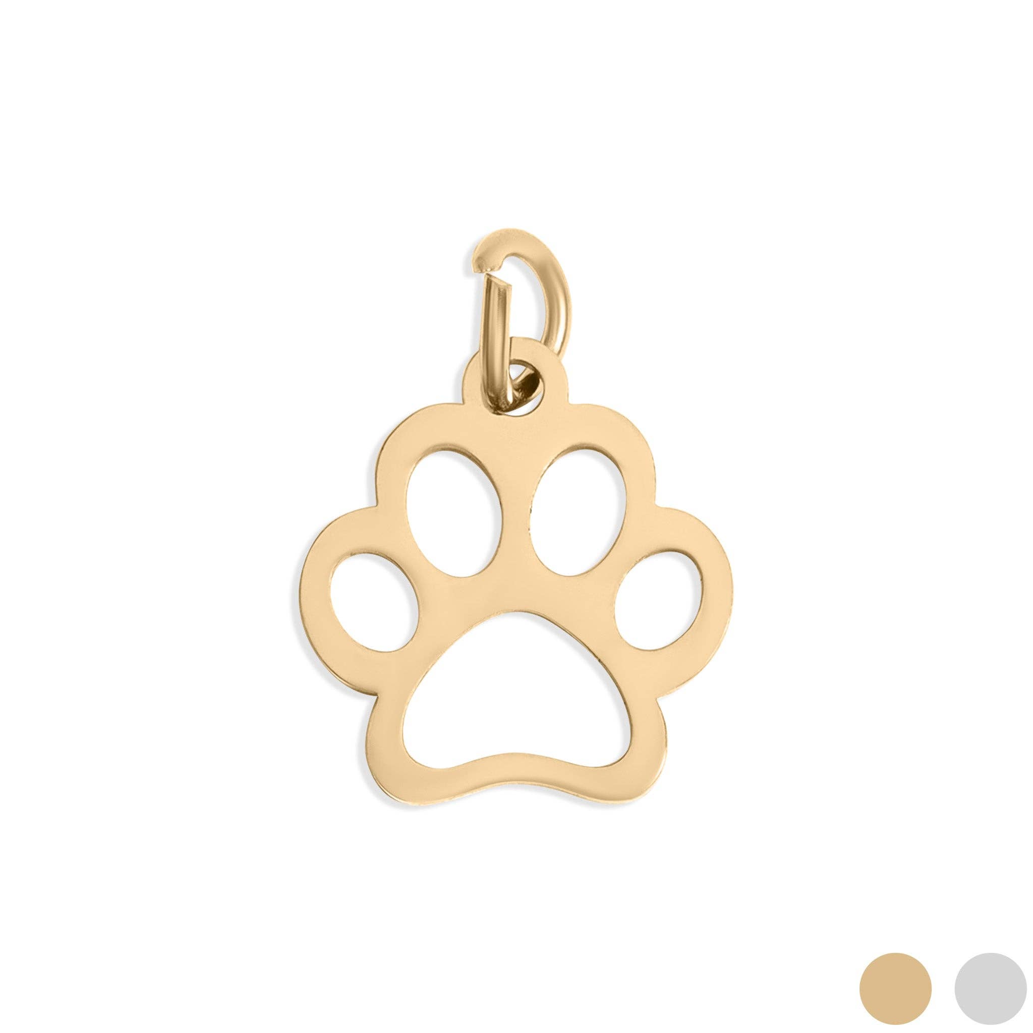 WJW - Wholesale Individual Charm/Pendant - 18K Gold PVD Stainless Steel Paw Print Charm