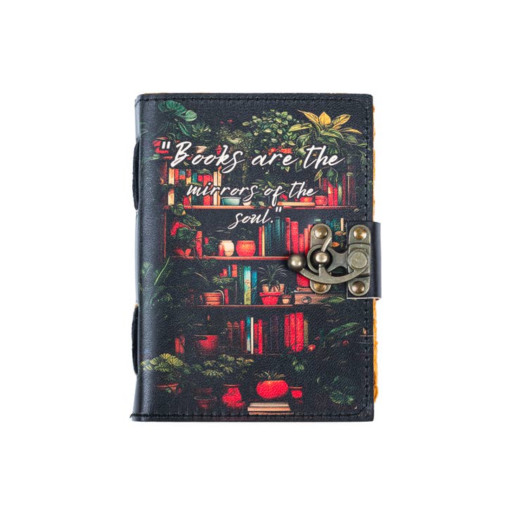 R K Handicrafts and Exporters - Wholesale Journal/Diary - Leather Journal Notebook with Book Lover Print Quote Journal