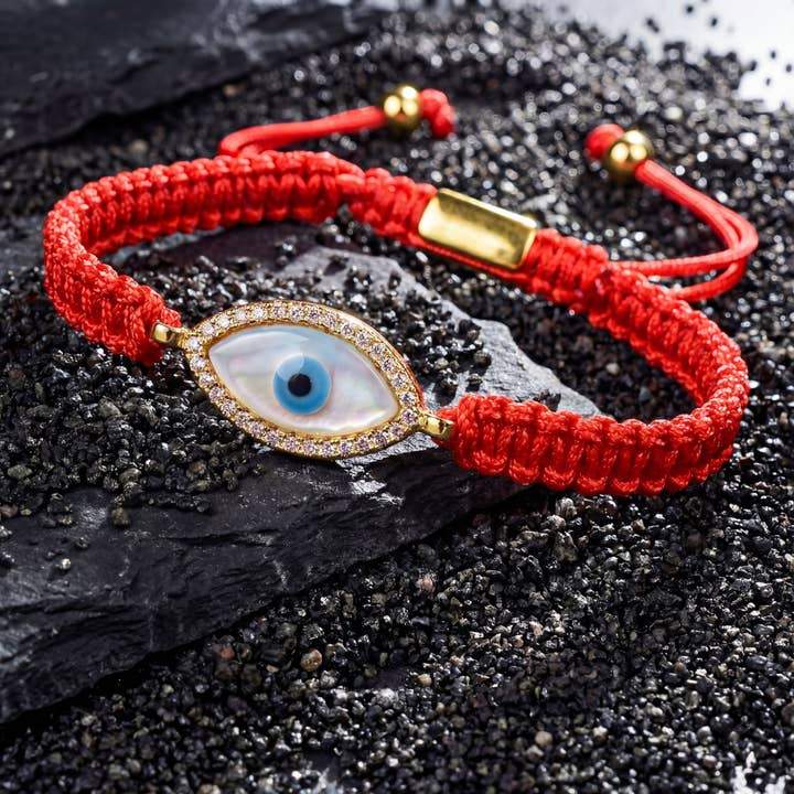 Pulsera de protección con amuleto ojo turco y cuerda roja ajustable para venta al por mayor de Art Of Tibet